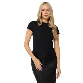 Black Long Tall Sally Textured Slash Neck Top