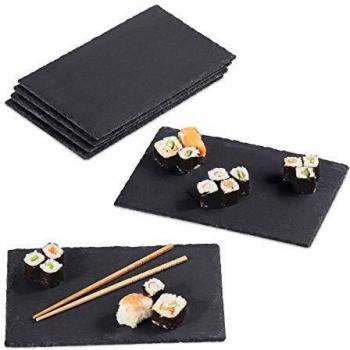 Anthracite Slate Tile Serving Plates Set of 6, 30x20cm