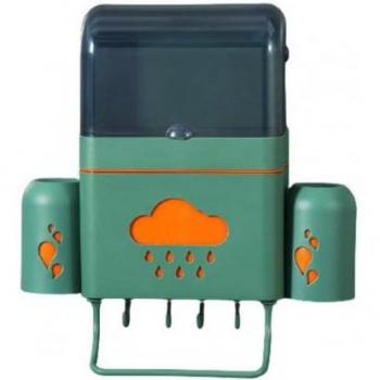 Plastic Wall-Mounted Toothbrush and Towel Organizer Box