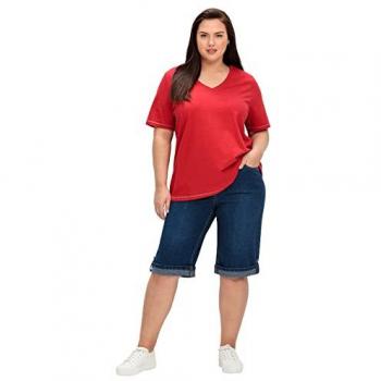 Sheego Damen Jeans-Bermudas mit fixiertem Aufschlag in Blau, Große Größen Gr. 44