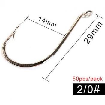 High-Carbon Steel Jigging Hooks for Saltwater Bass Fishing (50/100 pcs, Sizes 1/0 to 5/0)