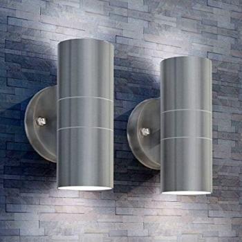Vidaxl Outdoor LED Wall Lights Set of 2 Stainless Steel Up/Down