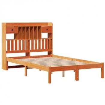 Bookcase Bed without Mattress Wax Brown 120x200 cm Solid Wood Pine