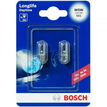 Bosch Lámpara W5W Longlife halógena para SEAT: Ibiza, Leon, Altea, Toledo, Cordoba, Ateca, Exeo, Arona, Alhambra, Arosa (Ref: 1 987 301 052)