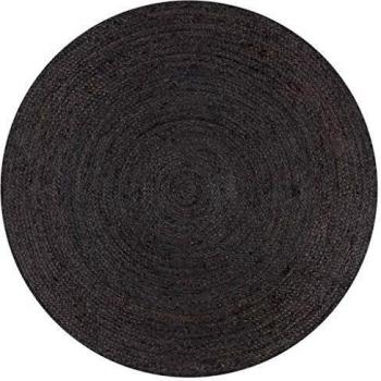 Dark Grey Jute Round Rug 90 cm