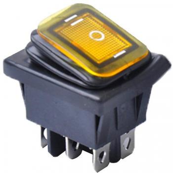 Switch LED 3 positions 6 pins voiture bateau rocker ON‑OFF‑ON DPDT étanche 15 A 12 VAC jaune