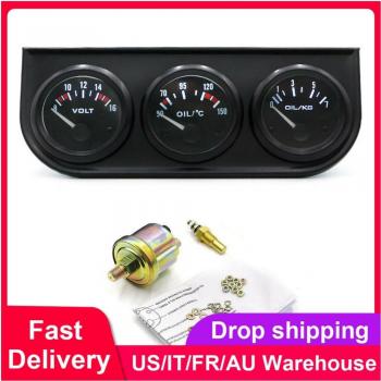 Pack outil auto 3 en 1 : voltmètre 52 mm, capteur de température et de pression d’huile