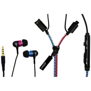 Typhoon Wireless Bluetooth In-Ear Headphones with Microphone Blue/Pink 3.5mm Jack Handsfree Zipper Zipper Pull