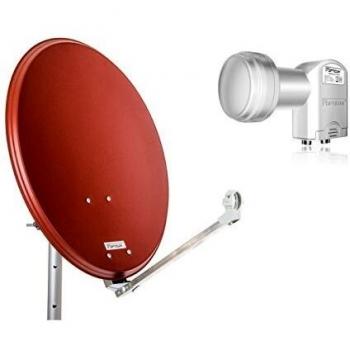 OPTICUM QA60 Satellitenschüssel 60 cm ziegelrot mit Twin LNB LTP 04H