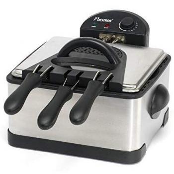 Bestron Frigo-Friteuse 4L – 3 Paniers – 15 kg de Friture – Acier Inoxydable