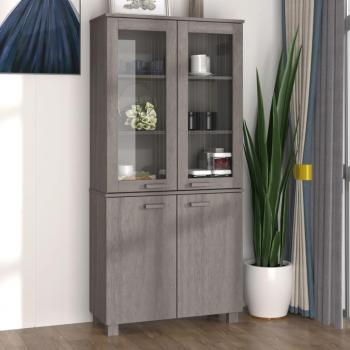 VidaXL HAMAR Light Gray Solid Wood Highboard