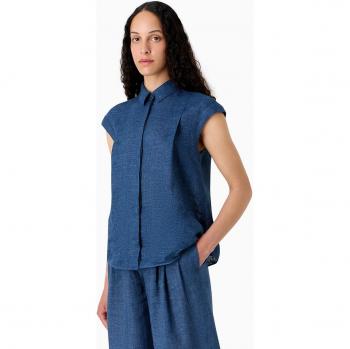 Camisa de Lino con Plisés para Mujer