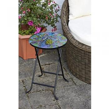 Peacock Inspired Glass Side Table