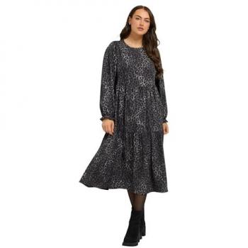 Grau strukturiertes Yours Curve Midaxi-Kleid