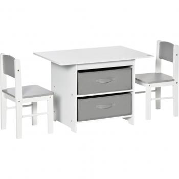 HOMCOM Mini Kids Table & Chairs Set White
