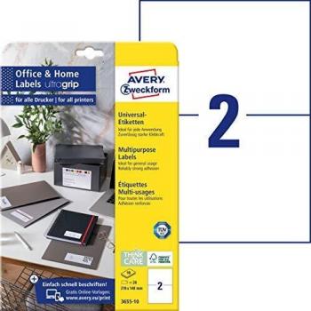 Avery Zweckform 3655-10 Permanent Adhesive Labels 210 x 148 mm White 20 Labels