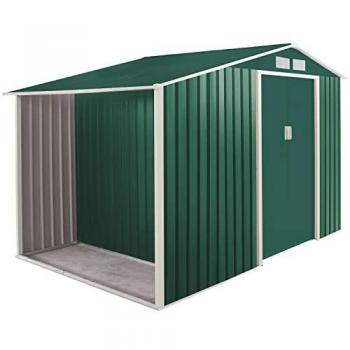Casetta da giardino Metalgreen con legnaia in metallo zincato 278x127 cm