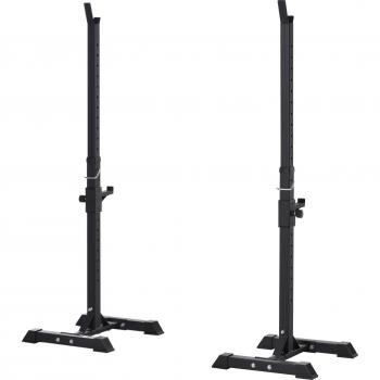 Rack per Bilanciere Regolabile, Set di 2, Acciaio, 50x49x124-154cm, Nero