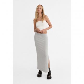 Stradivarius Grey Melange Skirt with Fold-Over Waist XS