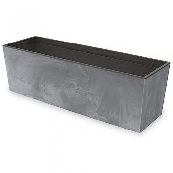 Pot de fleur 77 cm – boîte à fleurs pour balcon, matériau plastique & béton, gris foncé, couleur intérieure‑extérieure