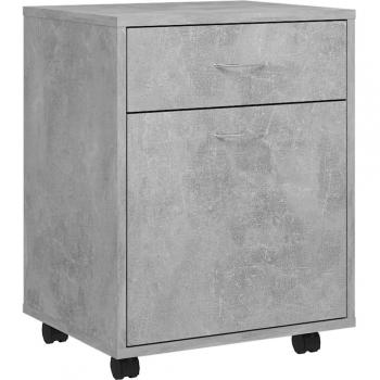 Industrial Style Rolling Cabinet Chipboard 1 Drawer 1 Large Closed Compartment Concrete Grey