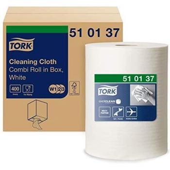 Tork Cleaning Cloth White W1/2/3, Repeated Use, 1 x 400 Cloths, 510137