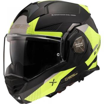 Casco Modulare LS2 FF901 Advant X Oblivion Nero Opaco H-V Giallo XS