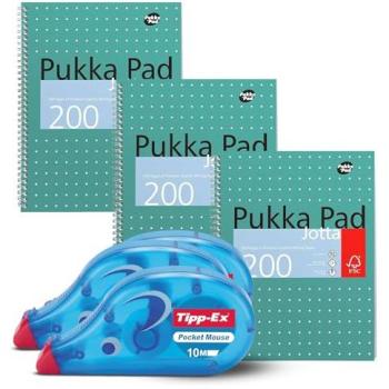 Three‑Fold A4 Note Set with 200 Pages & Three Tipp‑Ex Pocket Correctors
