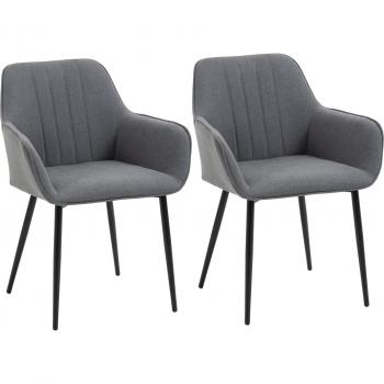 HOMCOM 2er Set Esszimmerstühle mit Leinenbezug, Rücken
