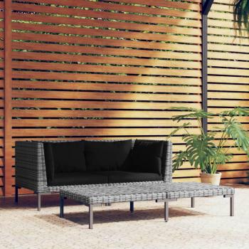 VidaXL 3-tlg. Lounge-Set Halbrund für den Außenbereich