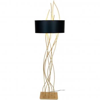 Lampada ovale Elba, oro/nero, altezza 180 cm, ferro