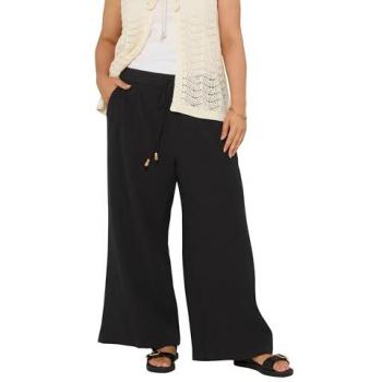 Pantalon de Jogging en Cheesecloth Noir Yours Curve