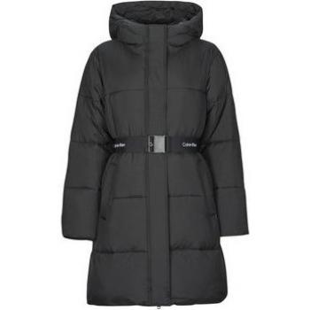 Steppjacke CALVIN KLEIN JEANS LOGO BELT LONG PUFFER Gr. XL (42), schwarz (ck black) Damen Jacken mit Gürtel