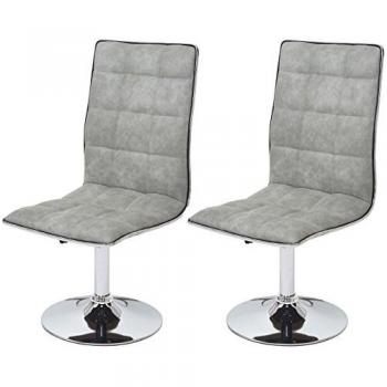 Lot de 2 chaises de salle à manger HWC-C41 en tissu vintage gris béton avec dossier haut