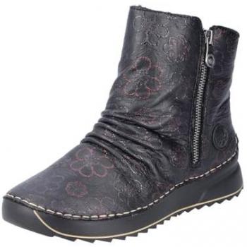 Winterboots RIEKER, Damen, Gr. 41, schwarz (schwarz kombiniert), Lederimitat, sportlich, Schuhe, Plateaustiefelette