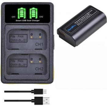 DuraPro DMW-BLJ31 Battery + Type C USB Charger for Panasonic LUMIX S1, S1R, S1H