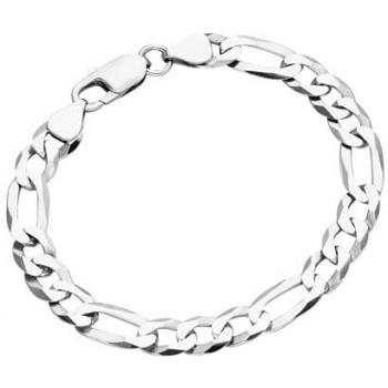 Smart Jewel Armband »Armband Figarokette 3/1 diamantiert, massiv, Silber 925«