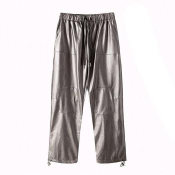 Men's Straight Cut Leather Harem Pants