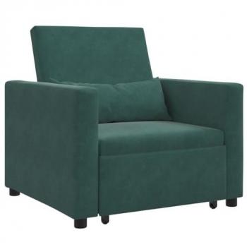 Divano Letto Singolo in Velluto Verde Scuro 90x165x87 cm
