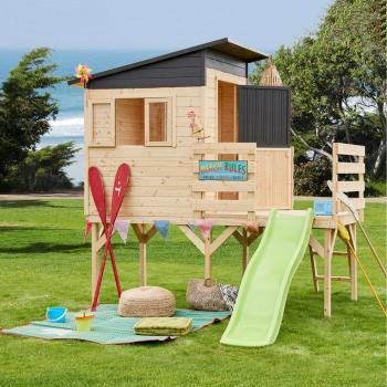 Maisonnette en Bois sur Pilotis avec Toboggan pour Enfants