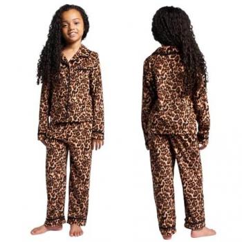 Natural Leopard Pattern Pyjama Set by OHS – 7‑8 Year Olds