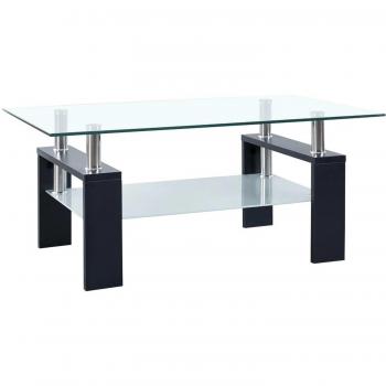 Sleek Black Coffee Table featuring a Transparent Glass Top
