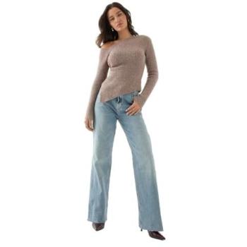 Large Brown Women's Asymmetric Knitted Boucle Top – MISSPAP