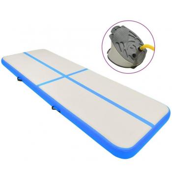 Tappetino da Ginnastica Gonfiabile con Pompa 500x100x20 cm PVC Blu