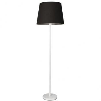 Charlie White Single Stem Floor Lamp with Black Tapered Shade and LED Bulb