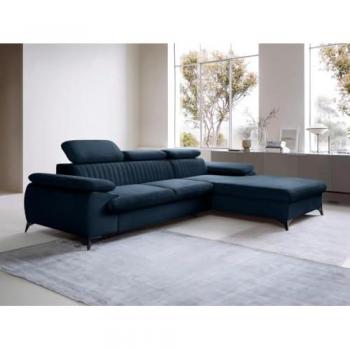 Canapé dangle droit convertible en velours bleu nuit SAMARA de Pascal Morabito