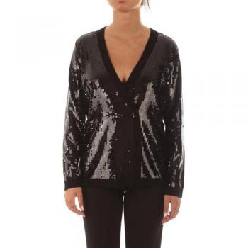 Cardigan doppiopetto nero a paillettes