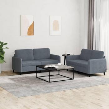 VidaXL 2-teiliges Sofa Dunkelgrau Samt