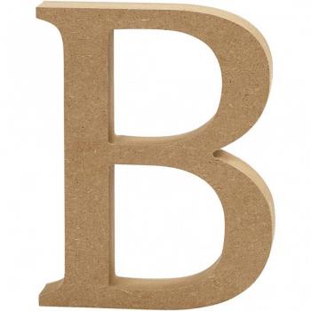 Lettera decorativa B, Altezza 8 cm, in MDF, 1 Pezzo