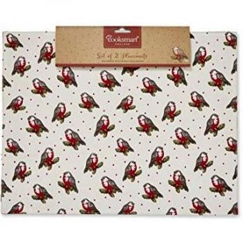 Cooksmart 2-Plate Red Robin Christmas Mat Set (1133)